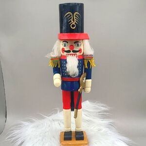 Vintage Classic Nutcracker Soldier Figurine - Red, Blue, and Gold